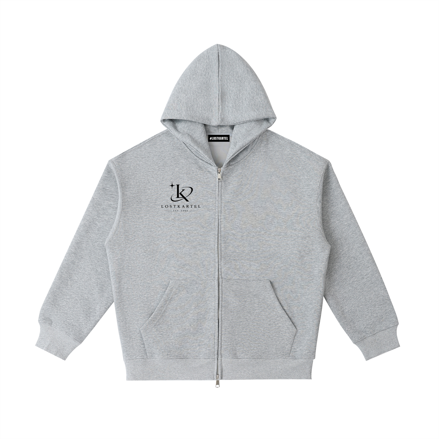 Grey | LostKartel Zip-up Hoodie